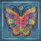 Stitched area of Butterfly Capri Cross Stitch Kit Mill Hill 2019 Laurel Burch Flying Colors LB141914