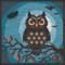 Stitched area of Midnight Owl Cross Stitch Kit Mill Hill 2019 Buttons & Beads Autumn MH141922