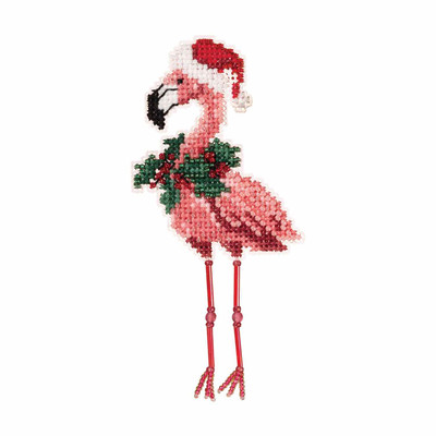 Holiday Flamingo Cross Stitch Ornament Kit Mill Hill 2019 Winter Holiday MH181935