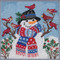 Stitched area of Winter Welcome Cross Stitch Kit Mill Hill 2019 Buttons Beads Winter MH141931