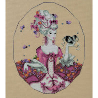 Stitched area of Duchess of Rouen Kit Cross Stitch Chart Beads Silk Floss MD168 Mirabilia Nora Corbett