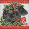 Stitched area of Christmas Puppy Cross Stitch Kit Mill Hill 2020 Laurel Burch LB302013