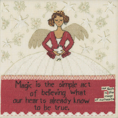 Stitched area of Simple Act Beaded Cross Stitch Kit Curly Girl 2020 Mill Hill CG302011