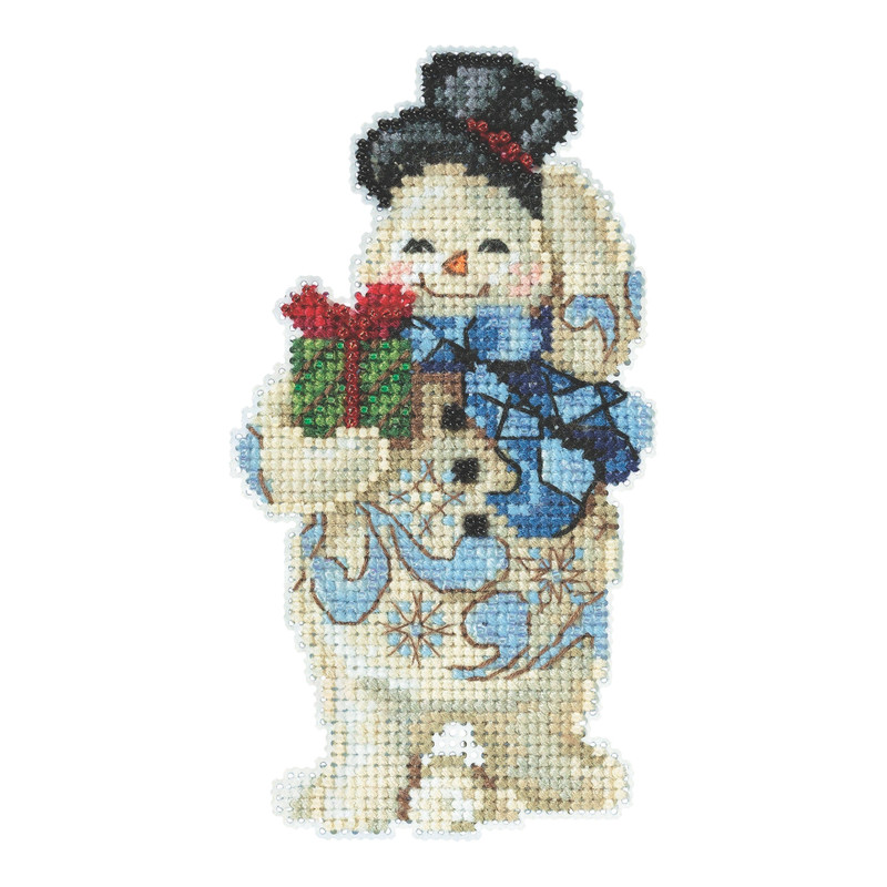 Clean Sweep Snowman Counted Cross Stitch Ornament Kit Mill Hill 2020 Jim Shore JS202013