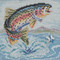 Stitched area of Rainbow Trout Cross Stitch Kit Mill Hill 2021 Buttons & Beads Spring MH142114