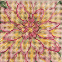 Stitched area of Dahlia Cross Stitch Kit Mill Hill 2021 Buttons & Beads Spring MH142112