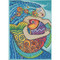 Stitched area of Ocean Song Cross Stitch Kit Mill Hill 2021 Laurel Burch LB302113