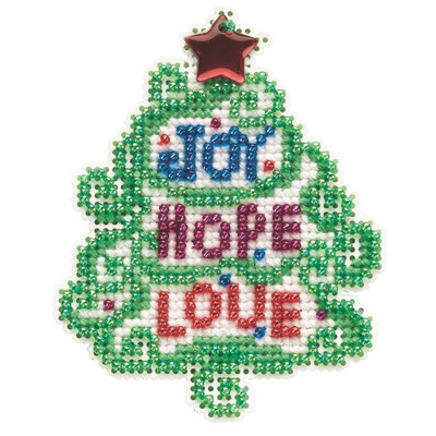 Joy Hope Love Cross Stitch Ornament Kit Mill Hill 2021 Winter Holiday MH182133