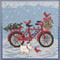 Stitched area of Holiday Ride Cross Stitch Kit Mill Hill 2021 Buttons Beads Winter MH142134