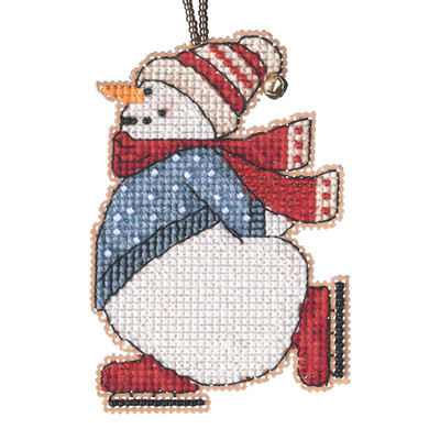 Skating Snowman Beaded Counted Cross Stitch Kit Mill Hill 2021 Charmed Ornament MH162133