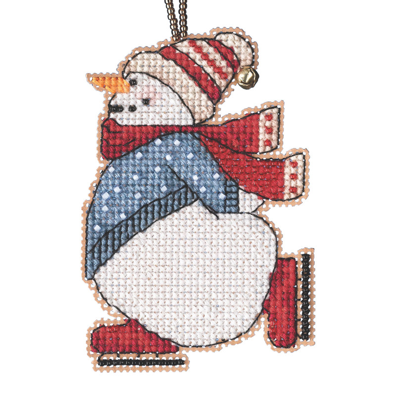 Wishing Snowman Cross Stitch Kit Mill Hill 2021 Ornament MH162131 Wishing Snowman Cross Stitch Kit Mill Hill 2021 Ornament MH162131