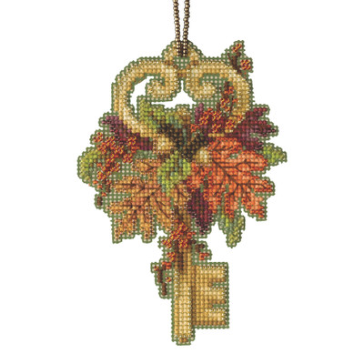 Autumn Key Cross Stitch Ornament Kit Mill Hill 2021 Antique Keys Trilogy MH192112