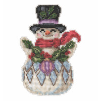 Snowman with Holly Cross Stitch Ornament Kit Mill Hill 2021 Jim Shore JS202115