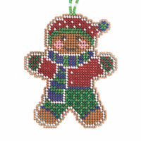 Gingerbread Lad Cross Stitch Ornament Kit Mill Hill 2021 Beaded Holiday