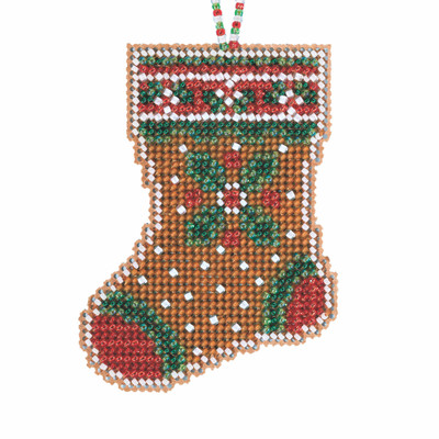 Gingerbread Stocking Cross Stitch Ornament Kit Mill Hill 2021 Beaded Holiday