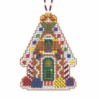 Gingerbread Chalet Cross Stitch Ornament Kit Mill Hill 2021 Beaded Holiday