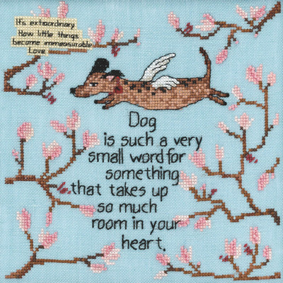 Stitched area of Dog is a Small Word Beaded Cross Stitch Kit Curly Girl 2021 Mill Hill CG302112