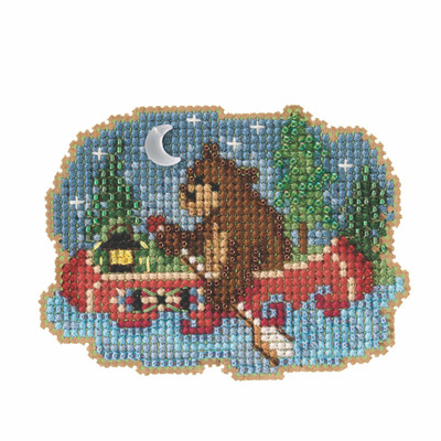 Bear Canoe Counted Cross Stitch Kit Mill Hill 2022 Spring Bouquet MH182215