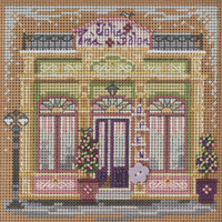 Stitched area of Tres Jolie Salon Cross Stitch Kit Mill Hill 2022 Buttons & Beads Spring MH142213