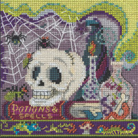 Stitched area of Potions & Spells Cross Stitch Kit Mill Hill 2022 Buttons & Beads Autumn MH142222