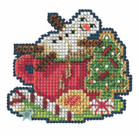 Marshmallow Snowman Cross Stitch Ornament Kit Mill Hill 2022 Winter Holiday MH182231