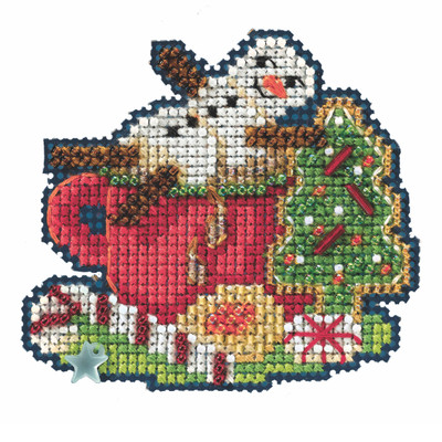 Marshmallow Snowman Cross Stitch Ornament Kit Mill Hill 2022 Winter Holiday MH182231