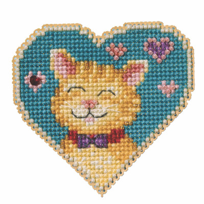 Kitty Love Counted Cross Stitch Kit Mill Hill 2023 Spring Bouquet MH182312