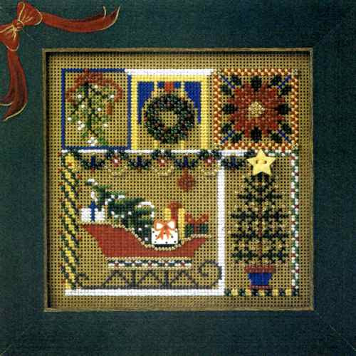 Holiday Greetings Bead Cross Stitch Kit Mill Hill 2000 Buttons & Beads