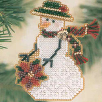 Poinsettia Snow Charmer Beaded Christmas Ornament Kit Mill Hill 2001