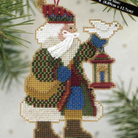 Dove Santa Bead Cross Stitch Ornament Kit Mill Hill 2003 Alpine Santas