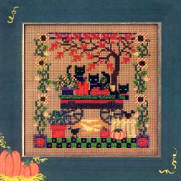 Scaredy Cats Beaded Cross Stitch Kit Mill Hill 2005 Buttons & Beads