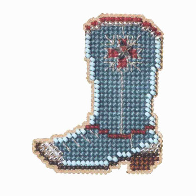 Western Boot Beaded Cross Stitch Kit Mill Hill 2007 Spring Bouquet
