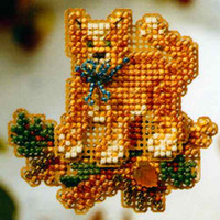 Tabby Cat Bead Cross Stitch Ornament Kit Mill Hill 2008 Autumn Harvest
