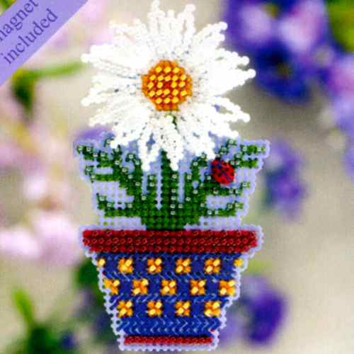 White Daisy Beaded Cross Stitch Kit Mill Hill 2011 Spring Bouquet - 