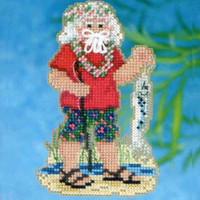 Santa and Rudolph Beaded Counted Cross Stitch Ornament Kit Mill Hill 2012 Winter Holiday MH18-2305 