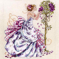 Roses of Provence Kit (Cross Stitch Chart, Fabric, Beads, Braid) Mirabilia MD124