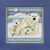 Polar Bears Cross Stitch Kit Mill Hill 2014 Buttons & Beads Winter