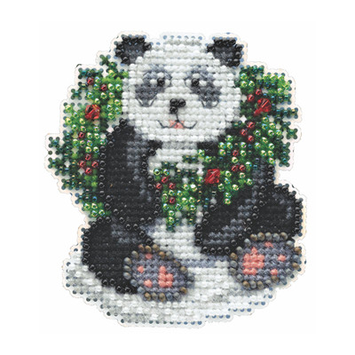 Holiday Panda Beaded Cross Stitch Kit Mill Hill 2014 Winter Holiday