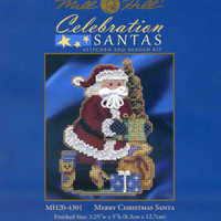 Package insert for Merry Christmas Santa Ornament Kit Mill Hill 2014 Celebration Santas