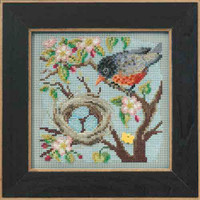 Spring Robin Cross Stitch Kit Mill Hill 2015 Buttons Beads Spring MH145103