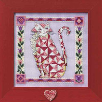 Scarlet Beaded Cross Stitch Kit Mill Hill 2008 Jim Shore Quilted Cats