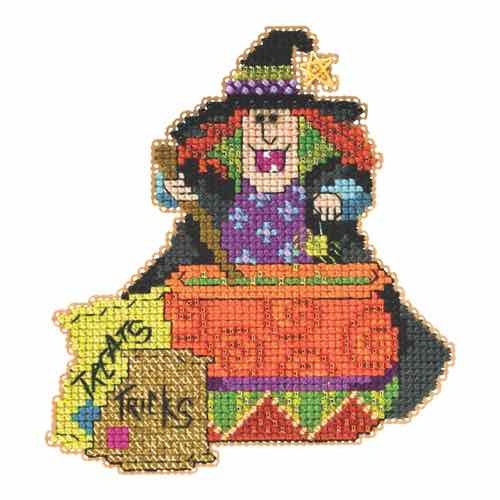 Muriel the Witch Halloween Beaded Cross Stitch Kit Mill Hill 2015 Hocus Pocus Trilogy MH195203 