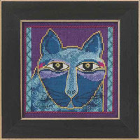 Wild Blue Cat Cross Stitch Kit Aida Mill Hill 2015 Laurel Burch LB305112