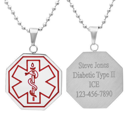 Medical Identification Necklace Pendant