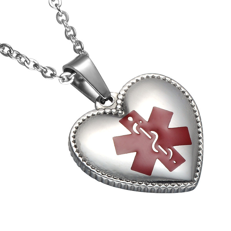 Heart shaped medical alert necklace sale