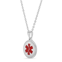 Quality Stainless Steel Round Medical Alert Pendant with  22" Chain