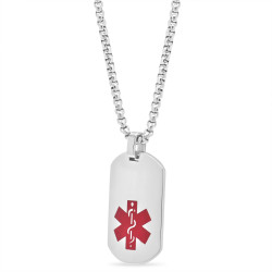 Personalized Stainless Steel Quality Medical Alert ID Tag Charm Pendant with 23" Chain 
