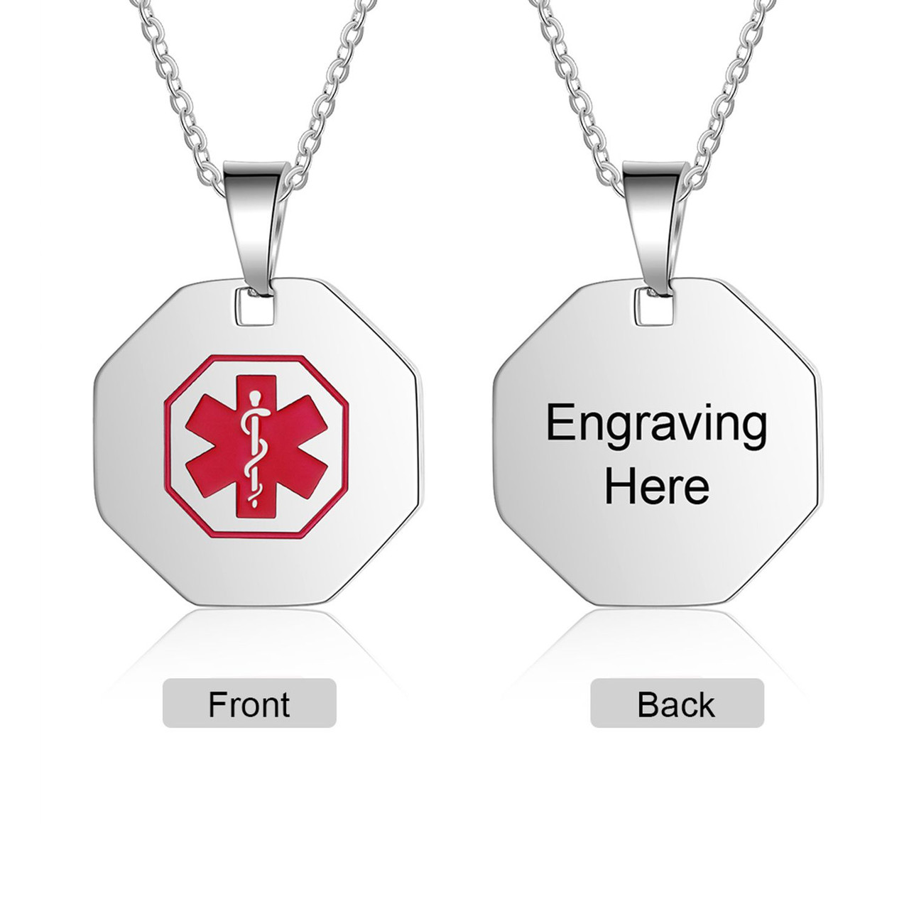 Made in USA White Pre-Engraved & Customized Leukemia Medical ID Heart Pendant Necklace My Identity Doctor Steel Made in USA White Pre-Engraved & Customized Leukemia Medical ID Heart Pendant Necklace My Identity Doctor Steel
