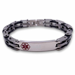  Personalized Stainless Steel with Rubber Medical ID Bracelet for Men