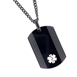 All Stainless Steel JGFinds Diabetes Medical Alert Engraved Dog Tag with Rubber Silencer on 24 Chain 
